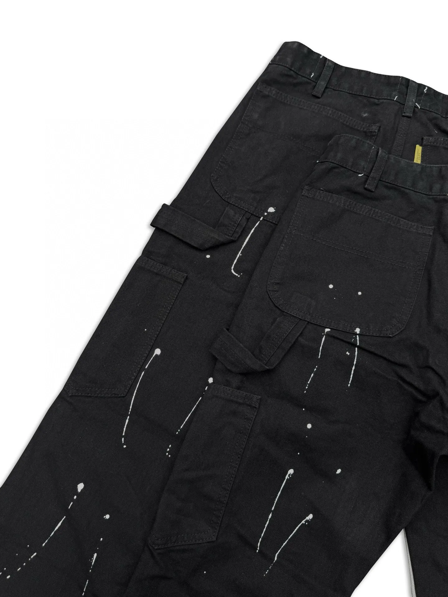 -Size upper body P220#G33 GALLERY DEPT. Spliced ​​washed retro jeans for men and women, high street splash-ink pants, micro-flared casual trousers, trendy couple, same style. Color: black. Size: S-XXL (corresponding to 28-36)
